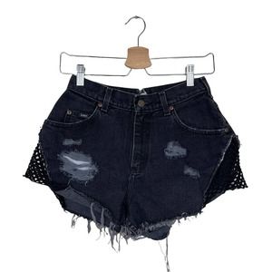 Furst of a Kind Distressed Lee Vintage Cutoff Shorts with Black Mesh Size 25